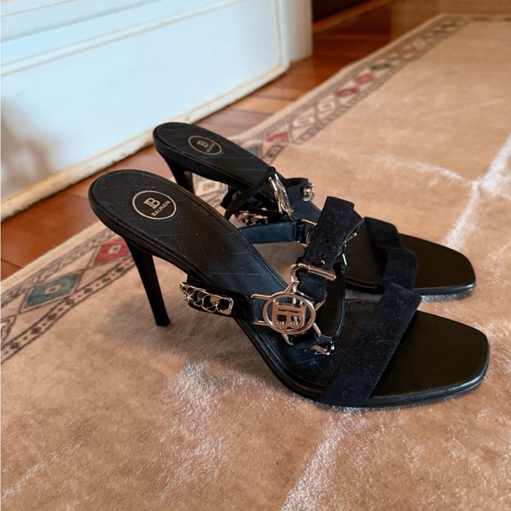 Balmain paris black heels with silver accents size 40